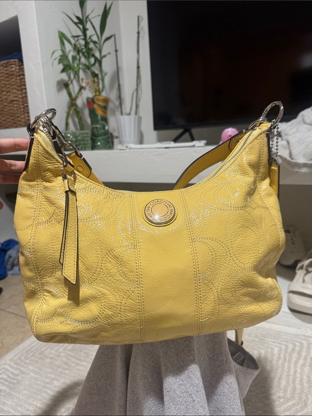 Coach Yellow Signature Leather Shoulder Bag